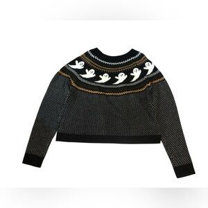 Halloween Black and White Ghost Pattern Sweater